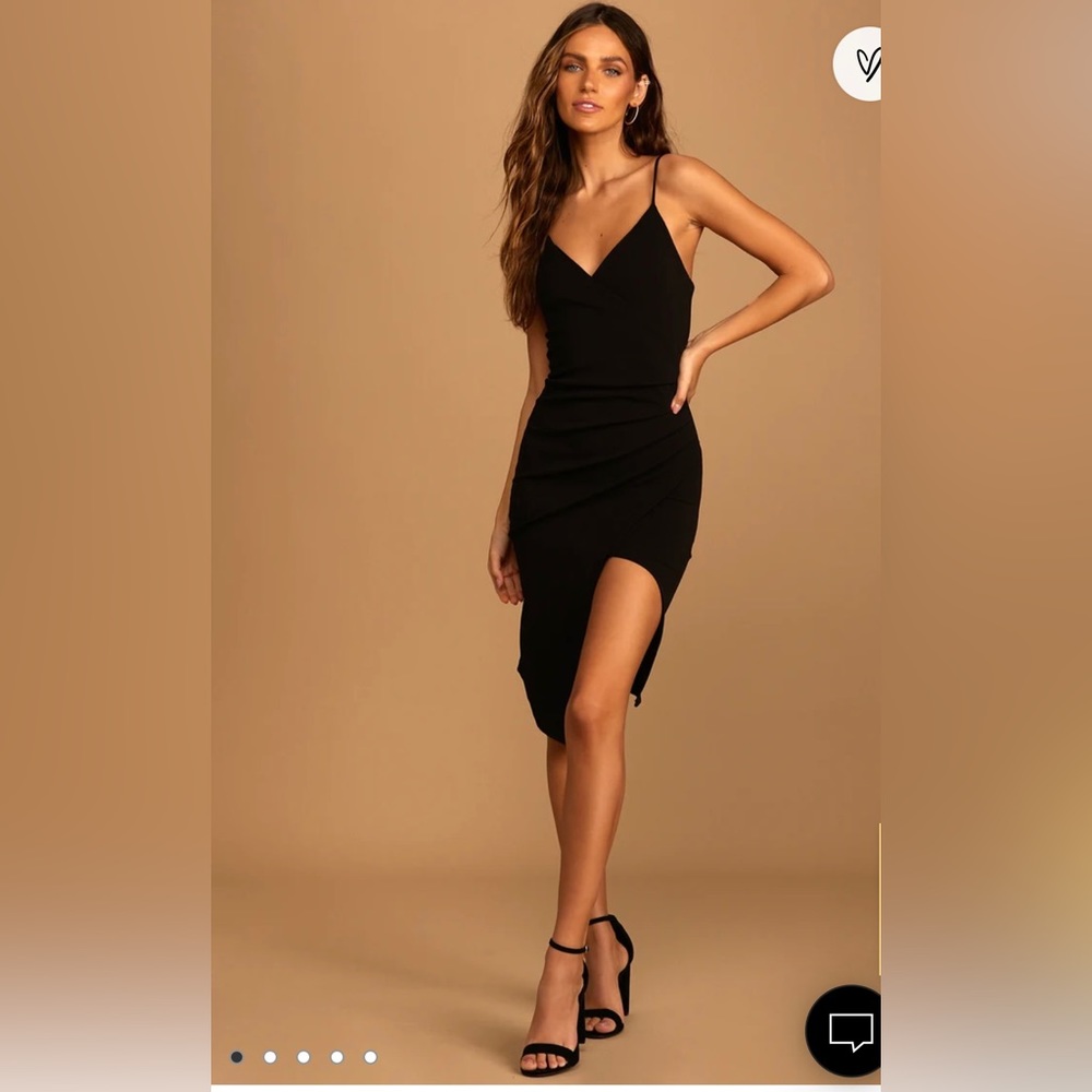 Lulus Made to Wow Black Surplice Asymmetrical Dress